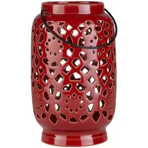 Parkerton Red Geometric Ceramic Lantern