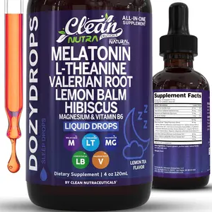 Clean Nutra Melatonin, Magnesium, L-Theanine & Valerian Root for Restful Sleep & Calm Nighttime Recovery - Dozy Drops
