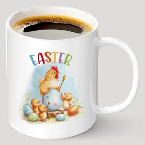 Funny Family Chicken Coffee Mugs, Easter Egg Design, Cute Animal Ceramic Cups, Perfect Gift for Kids & Adults, Unique Festive Presents