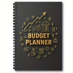 1 Gold Budget Planner Spiral Notebook - Financial Organizer and Expense Tracker, with Coin Icon, Suitable for Home and Office Use, Wallet