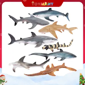8Pcs Shark Toy Figurines Playset, Realistic Sea Creatures Shark Toy for Kids 3-5 6-12, Ocean Sea Animal for Boy Girl Baby Shark Cake Topper Educational Figures