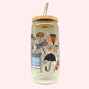 Stars Hollow 16oz Glass Tumbler Gilmore Girls Inspired With Bamboo Lid & Straw Drinkware Iced Coffee Cup