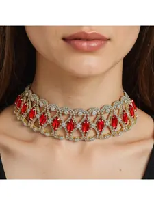 European and American best-selling jewelry short diamond-embedded choker European and American marquise crystal necklace cross-border jewelry