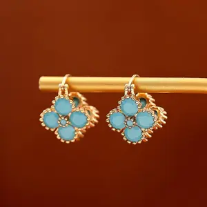 LisiZen Blue Four-Leaf Clover Earrings - Elegant, Stylish, Sweet and Fresh Fairy-Inspired Elegant Earrings DZEH5681