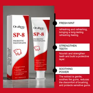 Sp-8 probiotic brightening white toothpaste for deep clean care of teeth,oral care,whitening,stain removal,brightening white mint toothpaste Cleansing
