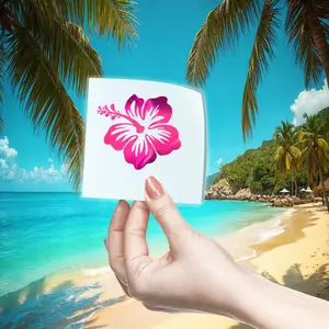 Hibiscus Flower Sticker – Decoración de Verano para Carro, Laptop o Pared 4X3.5 Vehicle Exterior Decoration