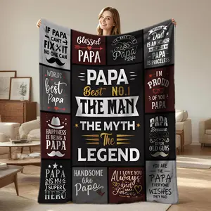 Papa The Legend Flannel Blanket, Soft Warm Throw Blanket, Lightweight Fuzzy Digital Print Blanket for Couch, Bed, Sofa, Perfect Fathers Day Birthday Gift Blanket for Grandpa, Dad, Papa Lovers