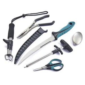 KNINE OUTDOORS 6PCS Fishing Tool Kit, Fishing Pliers, Fish Fillet Knife, Fishing Gripper, Fishing Scissors for Braided line, Fishing Gear and Equipment, Fishing Gifts for Men