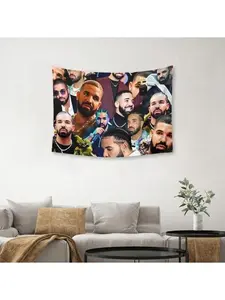 Vintage Hip Hop Collage Wall Tapestry, Colorful Music Artist Portrait for Bedroom Living Room, Urban Indoor Poster Decor, Unique Gift for Teens