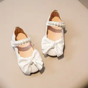 [Trendy Mary Jane] Trendy Cute Mary Jane Shoes | Solid Color Bowknot Pearl Decor For Girls, Lightweight Non-slip Dress Shoes - For Wedding Party Performance