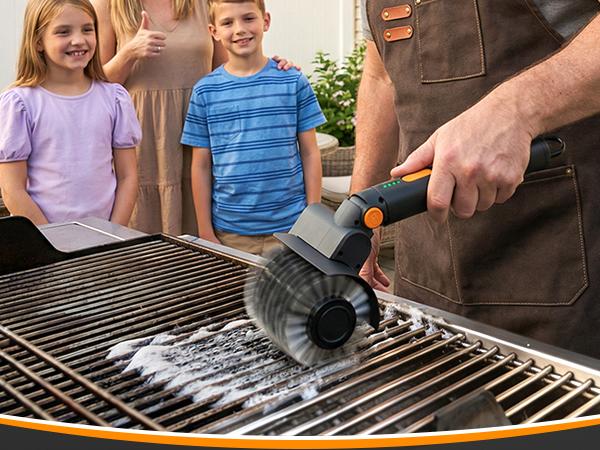 Upgraded Electric Grill Brush - Extreme 50kg Torque Power Grill Brush, 7.4V Motor, Safe for All Grills, SUS304 Anti-Shedding Bristle, with Heat Resistant Mat & Polishing Pad