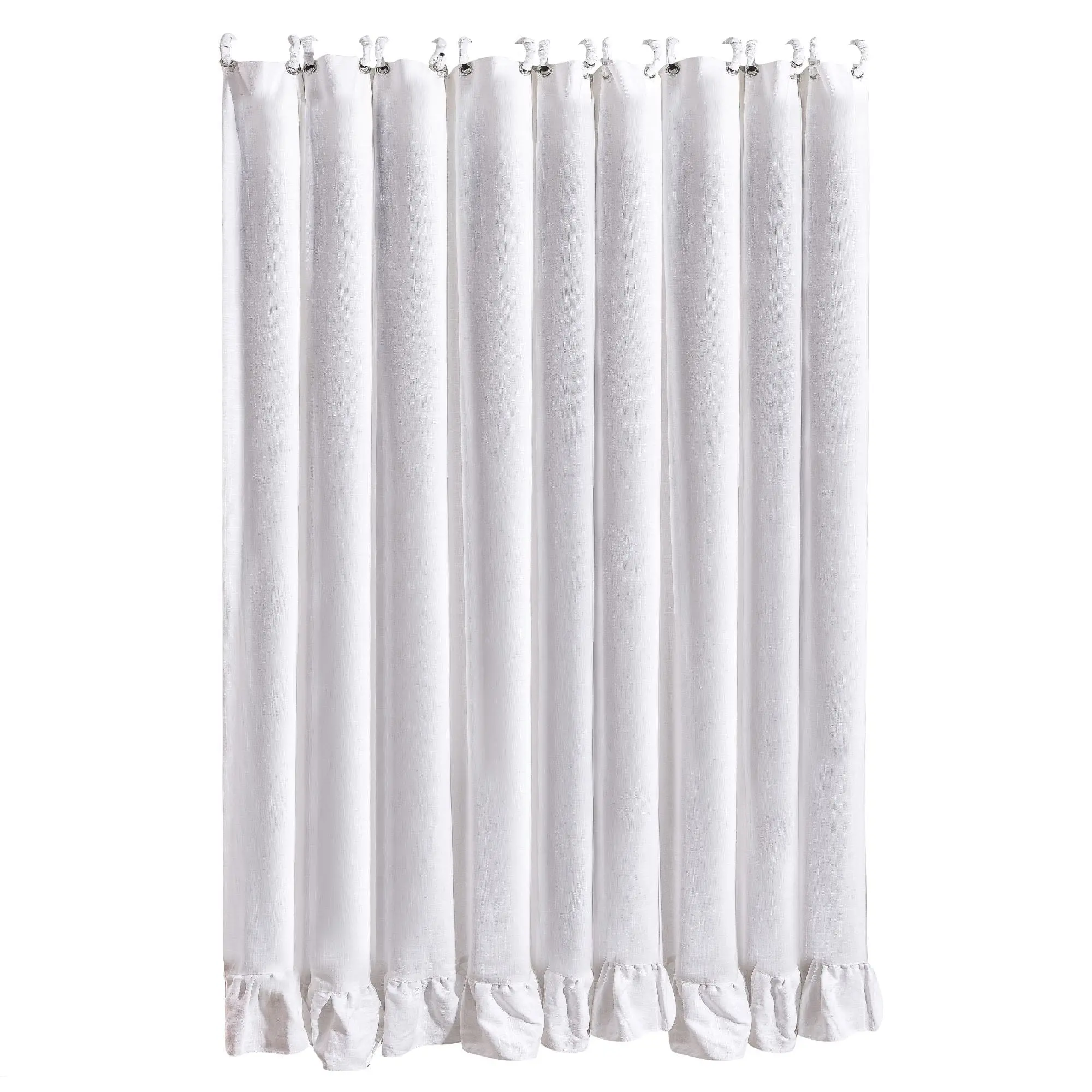 Lily Washed Linen Blend Ruffled Shower Curtain, White