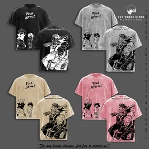 Bakugo x Deku Vintage Oversized Washed T-Shirt & Hoodie, My Hero Academia Heavy Cotton Anime Graphic Streetwear Unisex Top