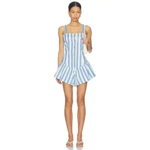SAYLOR Loulou Romper in Blue & Creme