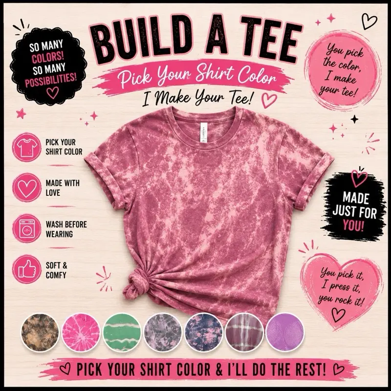 Build a Bleach Tee | Pick Your Design & Shirt Color | Handmade Bleached Graphic T-Shirt