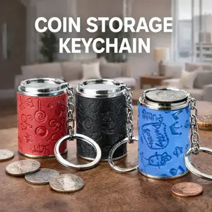 2-in-1 Mini Coin Bank Keychain, Fidget Stress Relief Tool & Portable Loose Change Holder with Secure Snap Closure, Perfect for Daily Carry, Satisfying Coin Drop Piggy Bank
