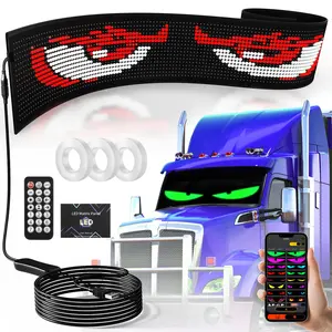 Led Devil Eyes Light For Windshield 52.36x7.56 Inch  Large Size Diy Car Truck Animated Flexible Smart Colorful Eye Lamp Soft Screen Windows