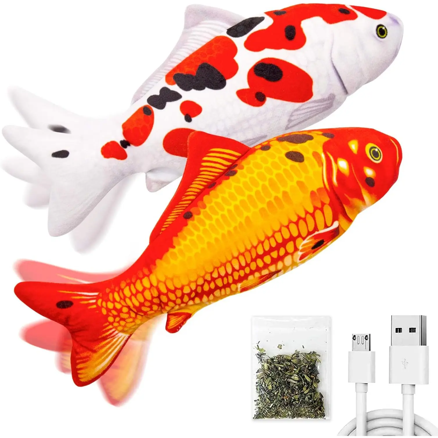 2 Pack 9" Floppy Fish Cat Toys with SilverVine and Catnip for Indoor Cats for Small Dogs Interactive Automatic Flopping Fish Cat Kicker Toys for Cats Puppy Small Dog