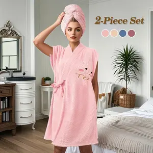 New Fashion Durable Lightweight Bathrobe with Drawstring, Adjustable, Quick-Dry Absorbent Towel Robe, No Shedding, Soft Comfortable Adult Bathrobe for Daily Use, Loungewear
