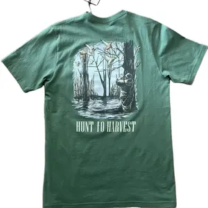 duck hunting marsh scene hunt to harvest t-shirt