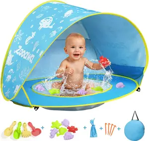 Baby Beach Tent, Pop Up Beach Tent Sun Shade for Beach, Portable Shade Pool UV Protection Sun Shelter for Infant with Beach Sand Toys Set