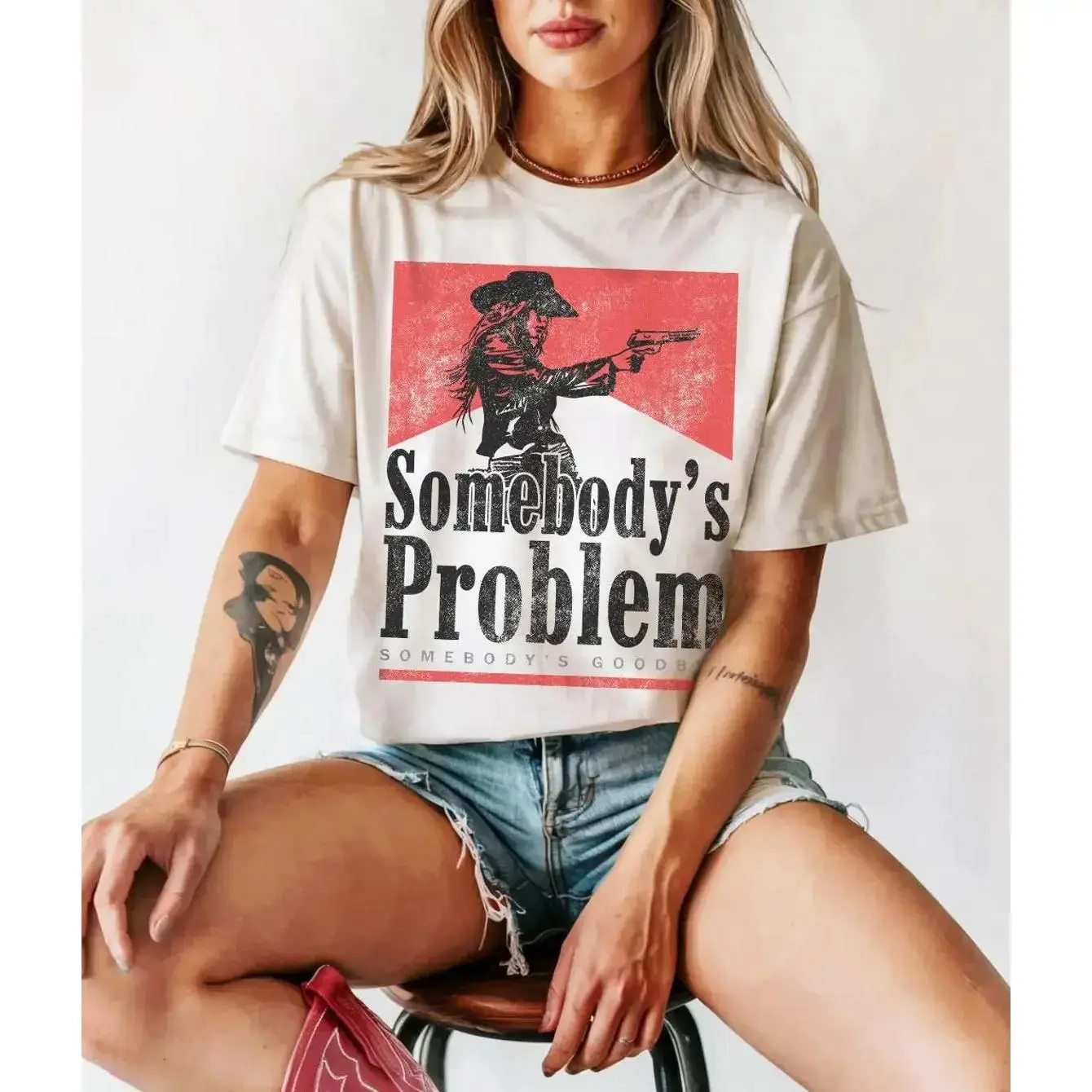Oversized Graphic Tee Somebody's Problem Tshirt, Vintage 90s Country Tee, Western TShirt, Shirt, Country Music Lover Shirt, Country Concert Tee, Smoking, Music Festival graphic tee - Everyday Comfort Shirt,drop,big,brand,coucou,padres,fem,custom,womens