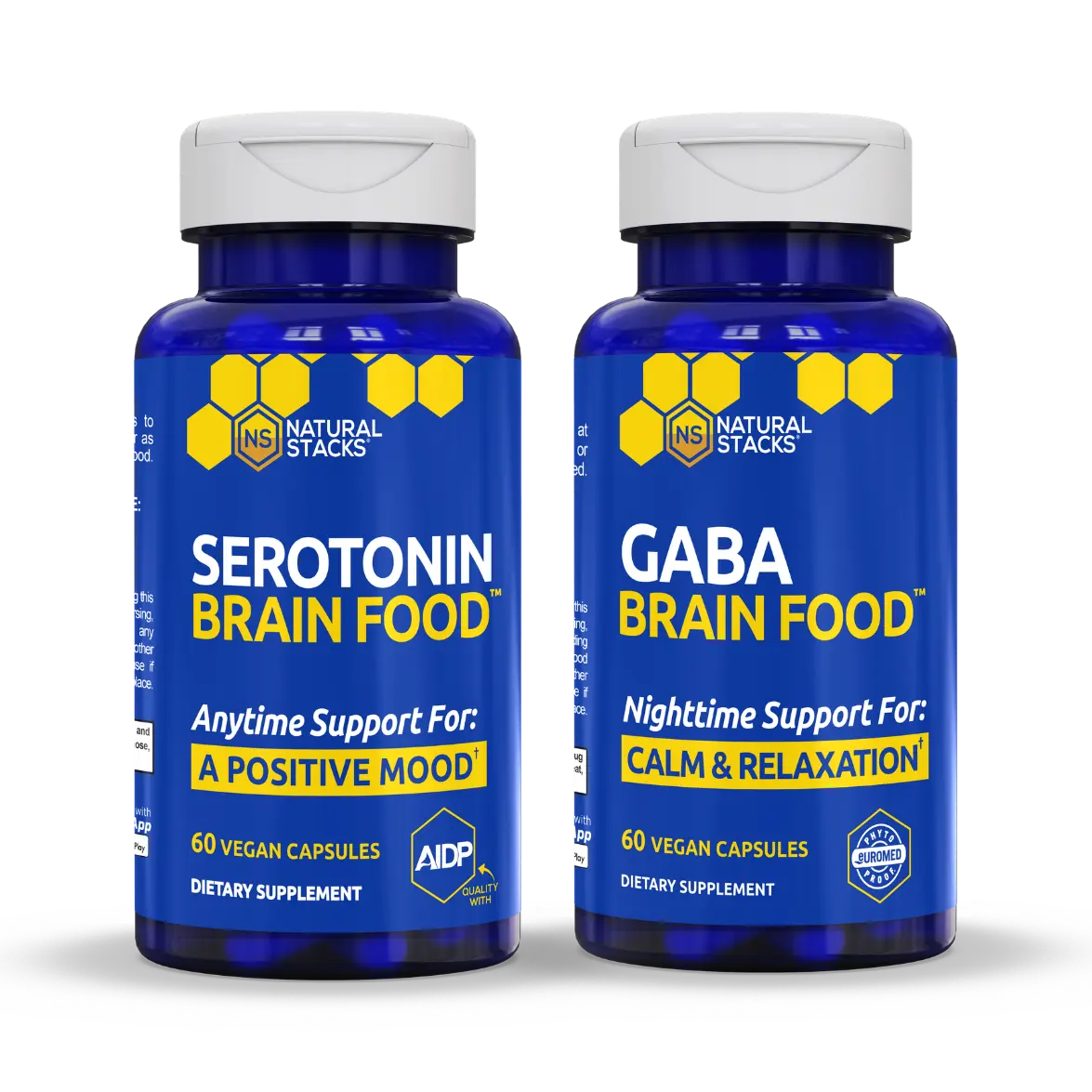 Mood & Stress-Relief Stack - The ultimate supplement stack designed to support a calm mind*. GABA Brain Food Support and Serotonin Brain Food for mood support.*