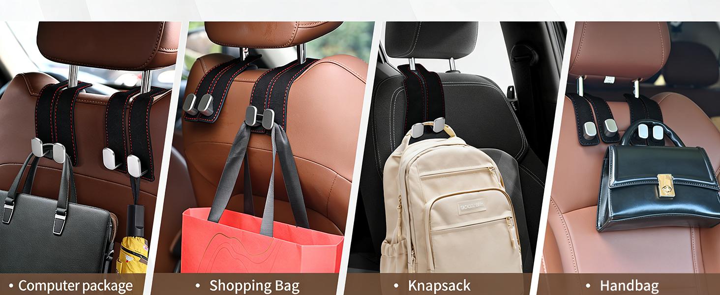 Car Seat Headrest Hooks for Purses and Bags, 2026 New Car Purse Hook Seat Back Hanger Storage Organizer, Leather Purse Hook for Car