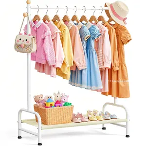 Heavy Duty Single Rod Clothes Rack, Adjustable Garment Rack, Stainless Steel, Silver