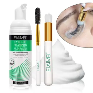 Elaimei Eyelash Cleanser with Two Brushes, Deep Cleanse Eye Makeup Residue, Oil & Dirt Removal, Foam Lash Cleaner, Eye Makeup Remover