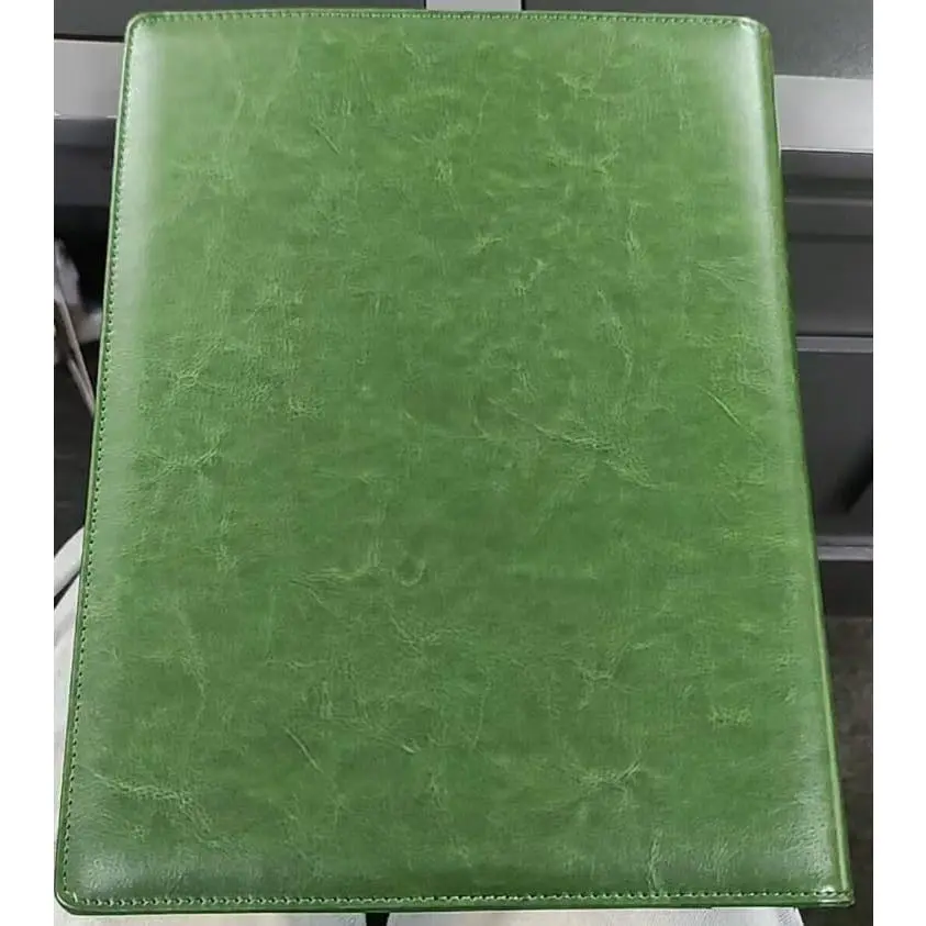 Portfolio Binder with Clipboard, Resume Padfolio Folder, Conference Folder, A4 Leather with Pockets Clip Board Portfolio Portable File Folder for Office&Interviews&School (Green)
