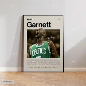 Kevin Garnett Poster, Boston Celtics Wall Art, Framed NBA Print Décor