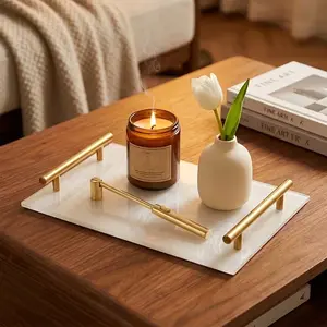 Acrylic Tray with Handle, High-End Storage and Display Tray for Vanity, Bathroom, Kitchen, Bedside Table