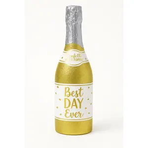 "Best Day Ever" Gold Glitter Champagne Bottle Confetti Popper