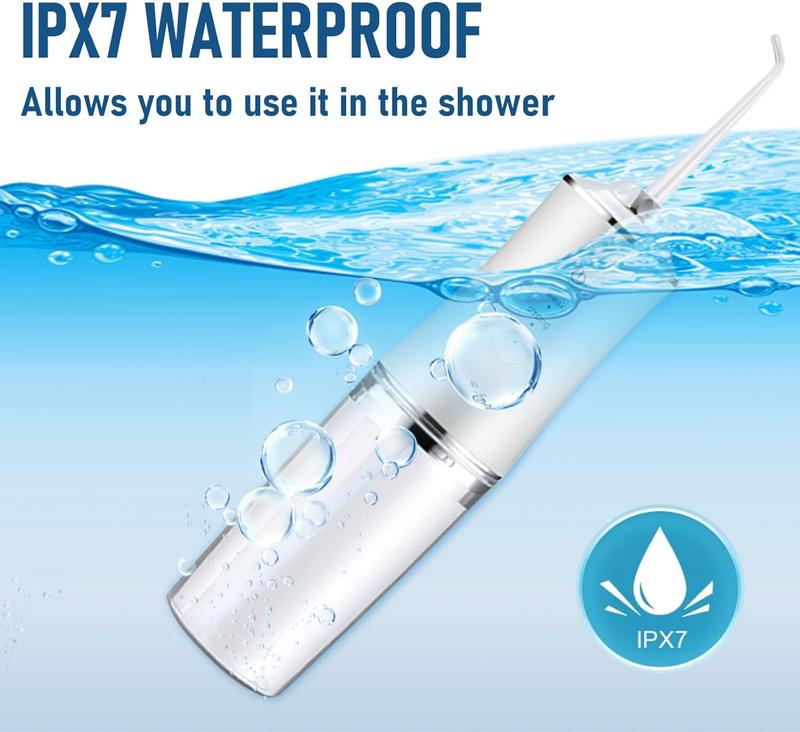 Electric Portable Water Flosser Travel Mini 4 Modes 4 Jet Tips IPX7 Waterproof for Teeth Oral Irrigator Dental Flossing Compact Cleaning Cordless Advanced Tonsil Stone