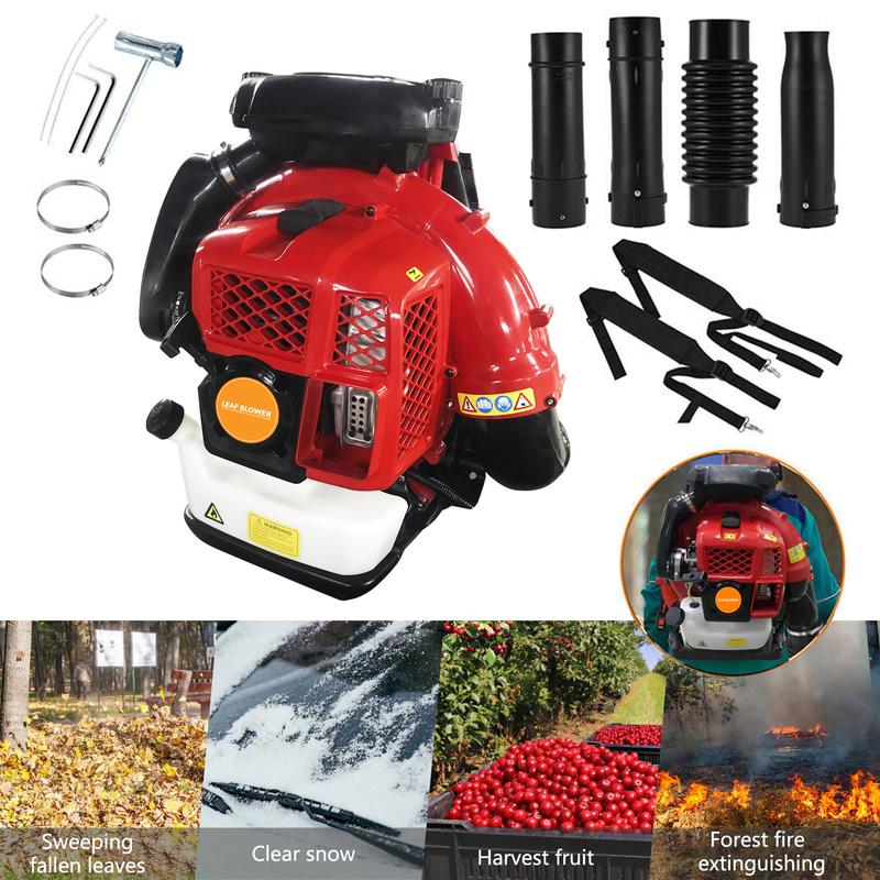 80CC Gas Powered Backpack Leaf Blower 900CFM, Powerful 206MPH Extreme Duty 2-Cycle Petrol Powered Leaf blowers for Lawn/Garden Care Yard Snow/Grass Blowing Dust Debris from US Red