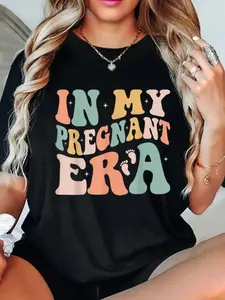 In My Pregnant Era Funny Pregnancy Announcement Pregnant T-shirt, Mom's Birthday T-shirt, New Mom & Pregnancy Outfit, Women's Funny Concert T-shirt