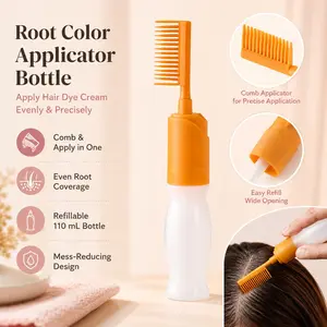 110ml Hair Dye Applicator Bottle with Comb, Refillable Root Touch Up Hair Color Bottle, Squeeze Hair Dye Cream Applicator Comb for Even Root Coverage, Hair Coloring Tool for Home Salon Use
