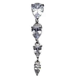 Dangling Teardrop CZ Top Down Belly Button Ring