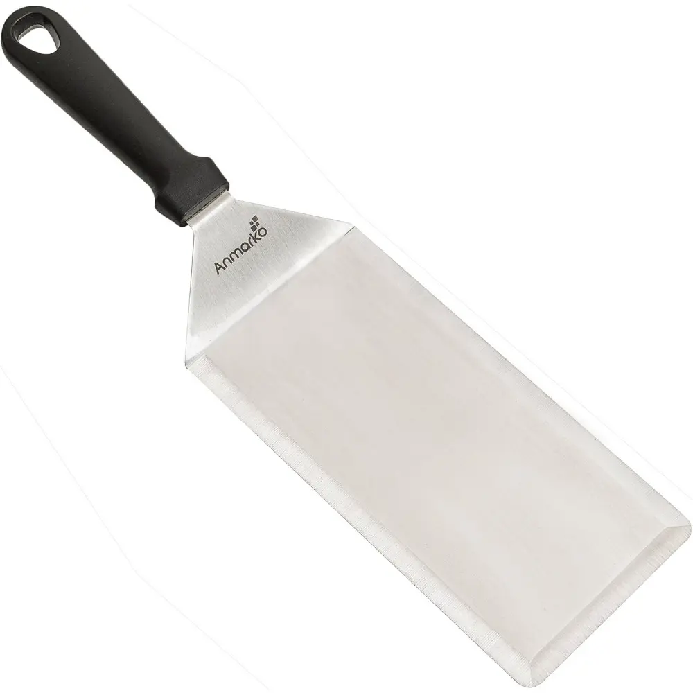 Commercial Grade Sturdy Stainless Steel Heavy-Duty Metal Griddle Spatula - 4x8 in Grill Utensil, Large Burger Smasher, Hamburger Turner, Scraper, Pancake Flipper - For BBQ Grill, Flat Top Griddle (Non-Plastic Construction)