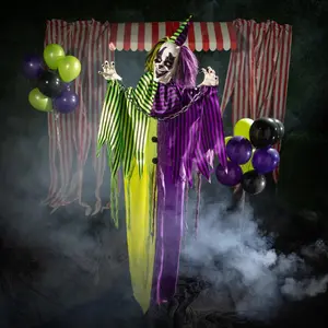 6 Ft. Animated Scary Talking Clown Standing Halloween Decoration