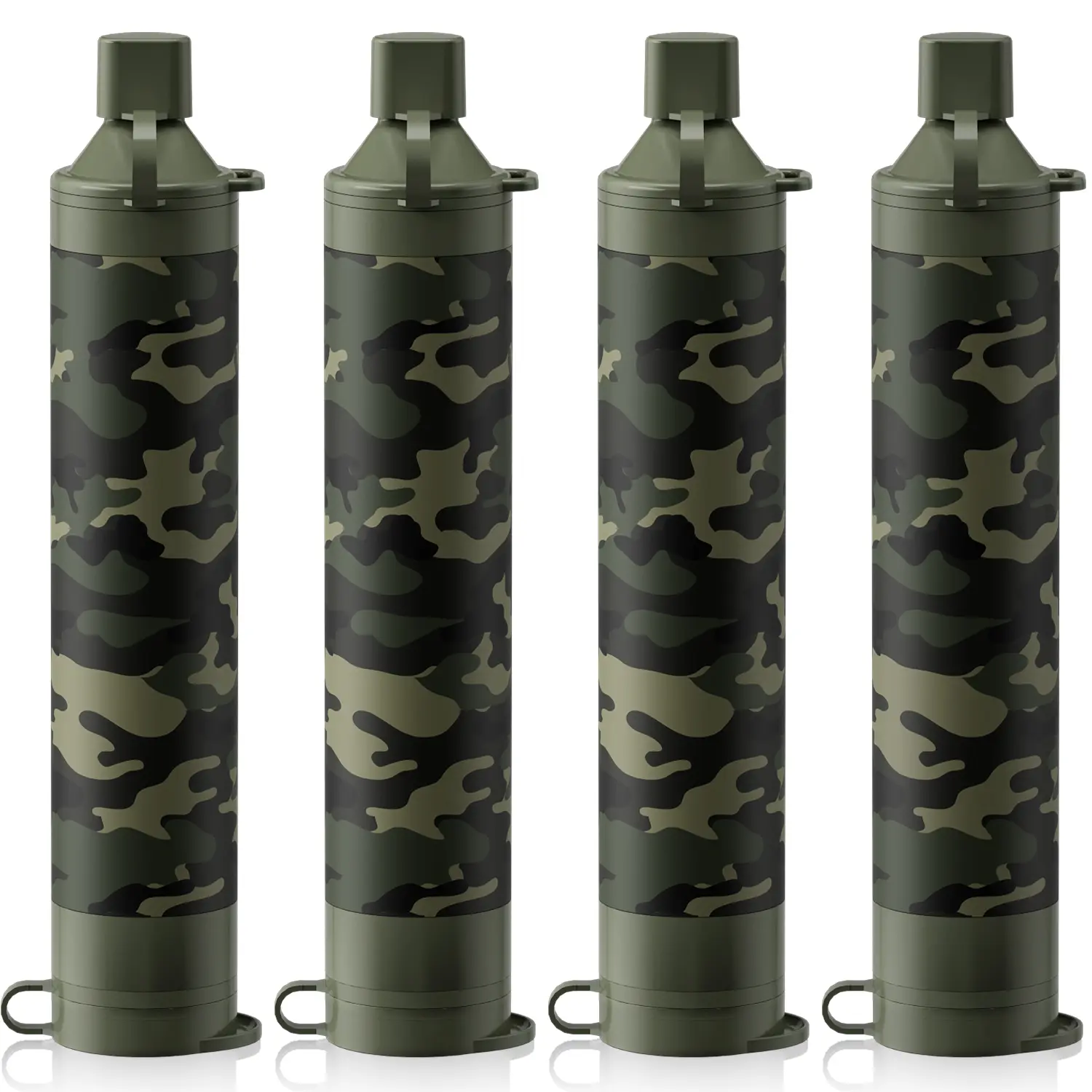 Membrane Solutions Camo Straw Water Filters - Portable Survival Filtration Gear for Camping, Hiking, Emergency Use, Handles Tough Outdoor Water