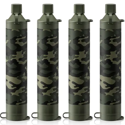 Membrane Solutions Camouflage Pattern Straw Water Filter - Handheld Compact Emergency Water Filtration System, Durable High-Quality Filter Unit with Removable Ends, Chlorine Removal, 1320 gal Capacity, Convenient Size for Camping Survival Gear
