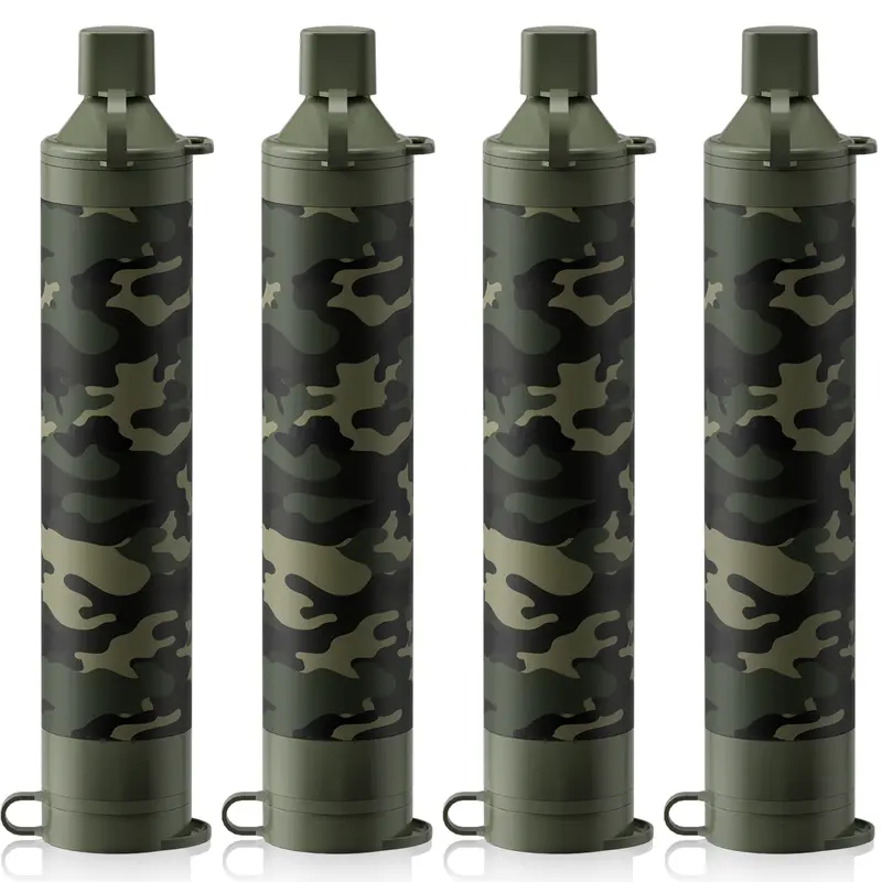 Membrane Solutions Camouflage Pattern Straw Water Filter - Handheld Compact Emergency Water Filtration System, Durable High-Quality Filter Unit with Removable Ends, Chlorine Removal, 1320 gal Capacity, Convenient Size for Camping Survival Gear