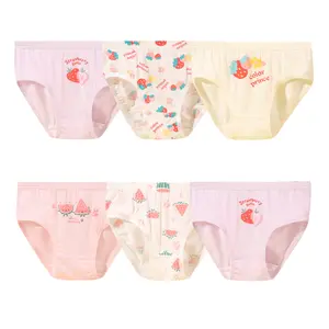 6-Pack Modal Girls Underwear Strawberry Printed Cute Panties Breathable Hipster Girls Undies Super Soft Cotton Briefs Toddler Kids Assorted Underwear