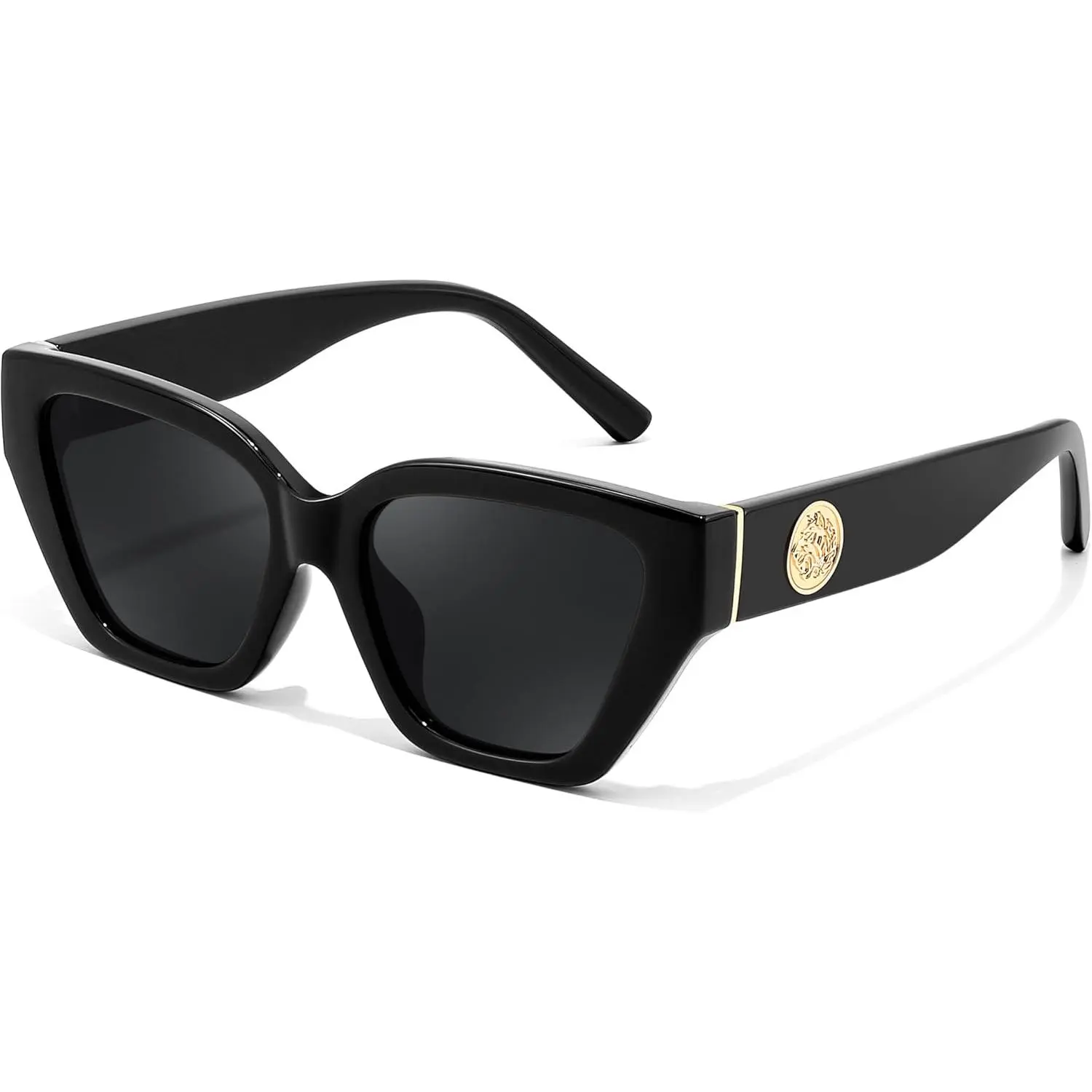 Women's Cat Eye Fashion Sunglasses - Black Polarized Lenses, UV400 Anti-UV Protection, Trendy Design for Driving & Daily Wear B0299, Black Polarized Sunglasses