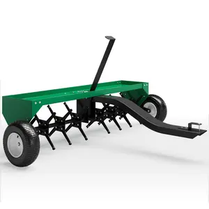 48" Tow Behind Plug Aerator for Lawn Tractor & ATV, 24 Steel Tines, 150 lb Weight Tray & Wheels