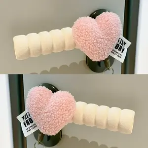 2 Pieces Pink Heart-Shaped Door Stop - Soft Plush Anti-Collision Wall Lock Protector, Durable Plastic Oval Design Decorative Door Stop for Home Office Use, Anti-Scratch Wall Protection