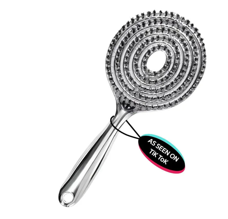 Hollow Round Bristle Brush - Anti-Static Massage Brush for Enhanced Volume & Scalp Care,Pain-Free,Reduces Heat Damage, Ideal for Quick Drying and Voluminous Styling,Clean,Boar bristle brush,HaloFlex Spa Brush summerwins