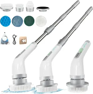 Electric Spin Scrubber, Cordless Bathroom Shower Ergonomics Scrubber with 8 Cleaning Heads, 2500mah Power Scrubber for Bathroom, Kitchen, Tub, Tile, Floor,Toilet, Household Cleaning Supplies Kitchen Accessories,Back to School